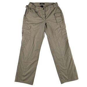 5.11 Tactical Pants Womens 10 Beige Cargo Elastic Waist Ripstop Workwear Hiking